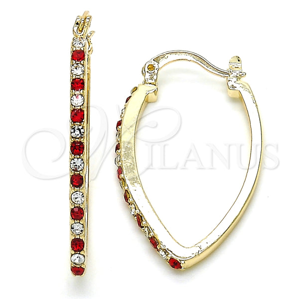 Argolla Pequeña 02.100.0082.1.15 Oro Laminado, con Granate and Blanca Zirconia Cubica, Pulido, Tono Dorado