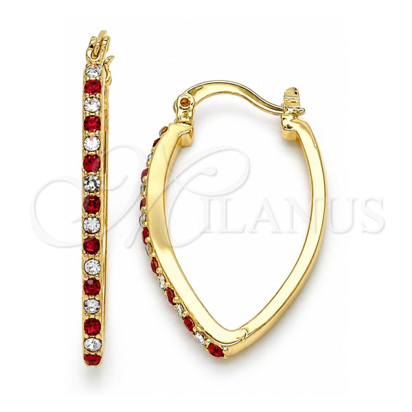 Argolla Pequeña 02.100.0082.1.15 Oro Laminado, con Granate and Blanca Zirconia Cubica, Pulido, Tono Dorado