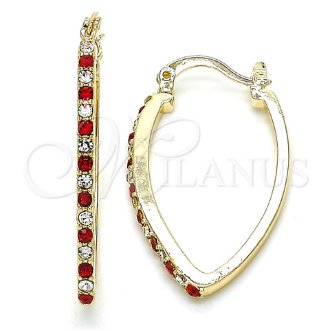 Argolla Pequeña 02.100.0082.1.15 Oro Laminado, con Granate and Blanca Zirconia Cubica, Pulido, Tono Dorado