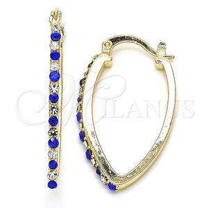 Argolla Pequeña 02.100.0082.2.15 Oro Laminado, con Zafiro Azul and Blanca Cristal, Pulido, Tono Dorado