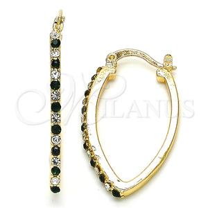 Argolla Pequeña 02.100.0082.3.15 Oro Laminado, con Verde and Blanca Cristal, Pulido, Tono Dorado
