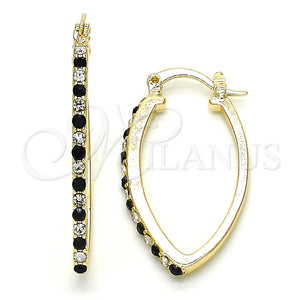 Argolla Pequeña 02.100.0082.4.15 Oro Laminado, con Negro and Blanca Cristal, Pulido, Tono Dorado