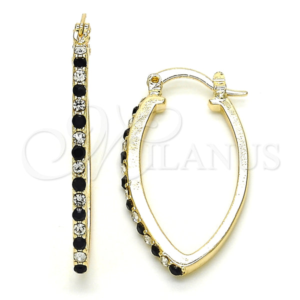 Argolla Pequeña 02.100.0082.4.15 Oro Laminado, con Negro and Blanca Cristal, Pulido, Tono Dorado