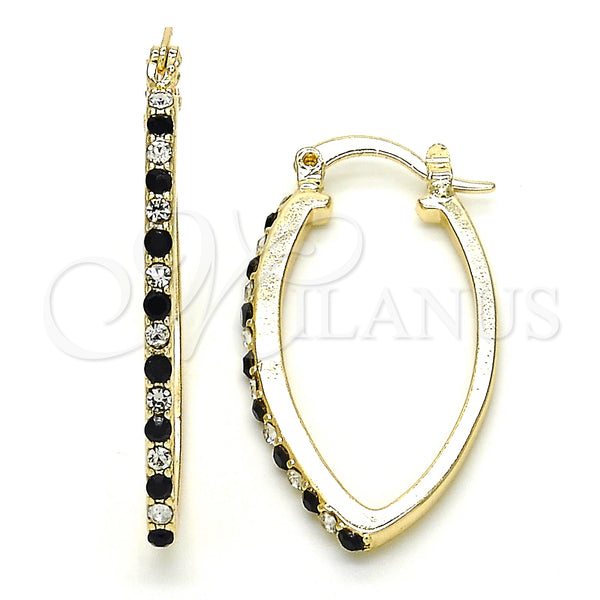 Argolla Pequeña 02.100.0082.4.15 Oro Laminado, con Negro and Blanca Cristal, Pulido, Tono Dorado