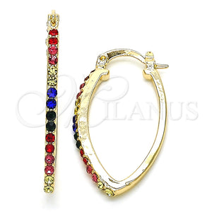 Argolla Pequeña 02.100.0082.5.15 Oro Laminado, con Multicolor Cristal, Pulido, Tono Dorado