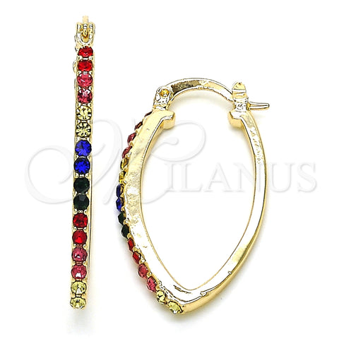Argolla Pequeña 02.100.0082.5.15 Oro Laminado, con Multicolor Cristal, Pulido, Tono Dorado