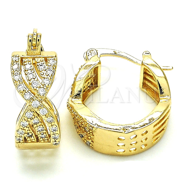 Argolla Pequeña 02.210.0265.15 Oro Laminado, con Blanca Micro Pave, Pulido, Tono Dorado
