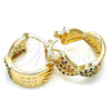 Argolla Pequeña 02.210.0265.3.15 Oro Laminado, con Multicolor Micro Pave, Pulido, Tono Dorado