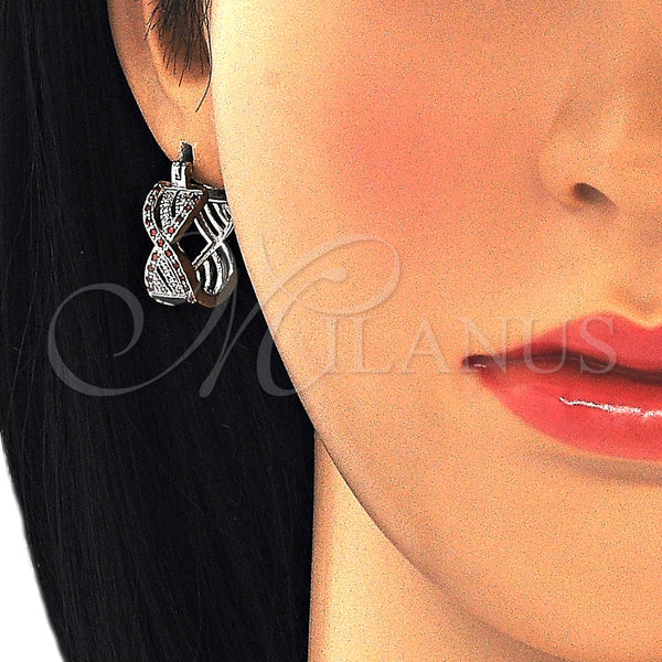 Argolla Pequeña 02.210.0265.5.15 Rodio Laminado, con Micro Pave Granate y Blanca, Pulido, Rodinado