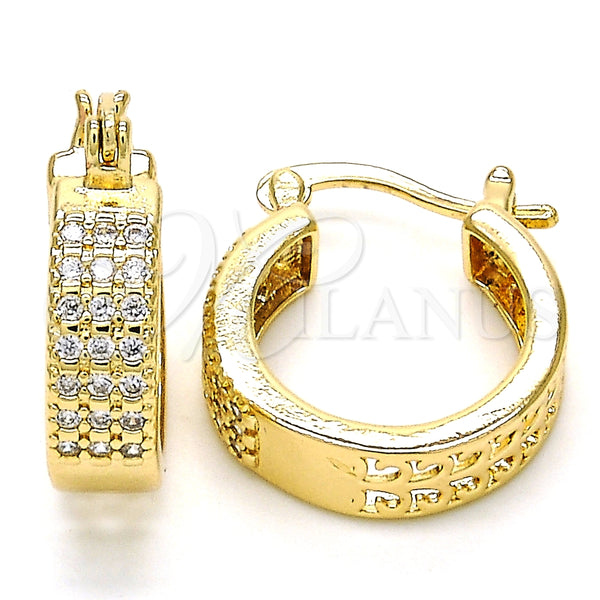 Argolla Pequeña 02.210.0266.20 Oro Laminado, con Blanca Zirconia Cubica, Pulido, Tono Dorado