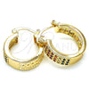 Argolla Pequeña 02.210.0266.3.20 Oro Laminado, con Multicolor Zirconia Cubica, Pulido, Tono Dorado