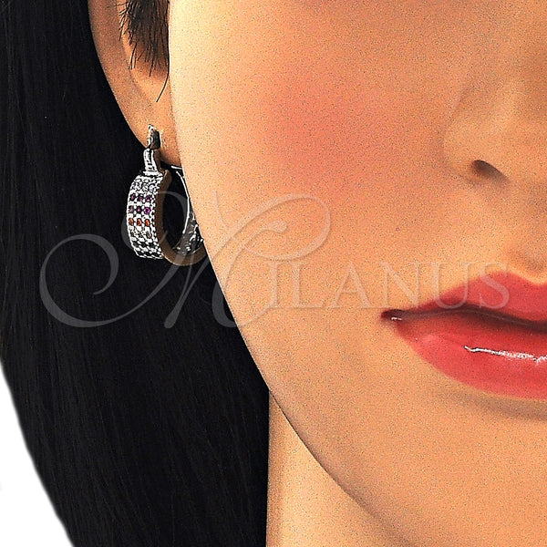 Argolla Pequeña 02.210.0266.5.20 Rodio Laminado, con Zirconia Cubica Multicolor, Pulido, Rodinado