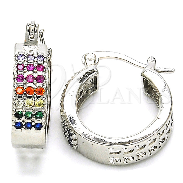 Argolla Pequeña 02.210.0266.5.20 Rodio Laminado, con Zirconia Cubica Multicolor, Pulido, Rodinado