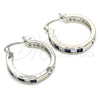 Argolla Pequeña 02.210.0267.7.25 Rodio Laminado, con Zirconia Cubica Zafiro Azul y Blanca, Pulido, Rodinado