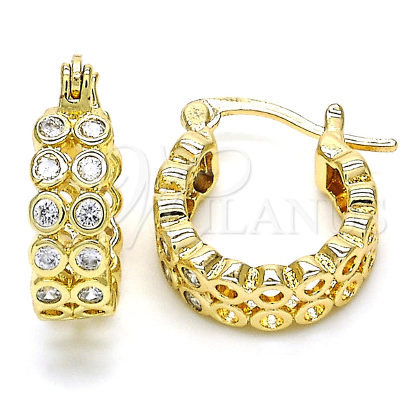 Argolla Pequeña 02.210.0268.15 Oro Laminado, con Blanca Zirconia Cubica, Pulido, Tono Dorado