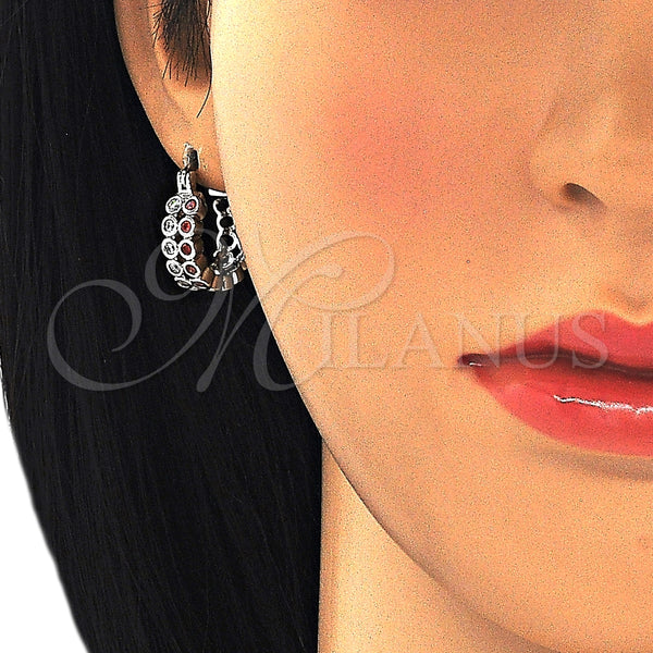 Argolla Pequeña 02.210.0268.4.15 Rodio Laminado, con Zirconia Cubica Granate y Blanca, Pulido, Rodinado