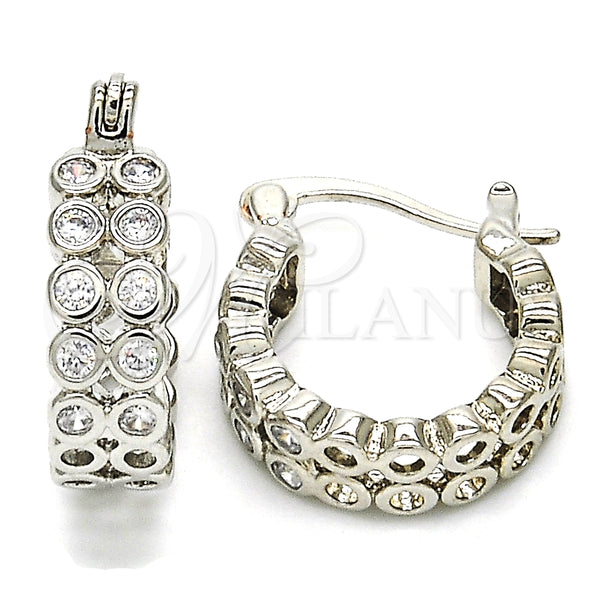 Argolla Pequeña 02.210.0268.7.15 Rodio Laminado, con Zirconia Cubica Blanca, Pulido, Rodinado