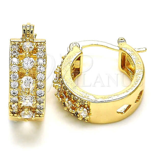 Argolla Pequeña 02.210.0269.15 Oro Laminado, con Blanca Zirconia Cubica, Pulido, Tono Dorado