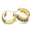 Argolla Pequeña 02.210.0269.2.15 Oro Laminado, con Zafiro Azul and Blanca Zirconia Cubica, Pulido, Tono Dorado