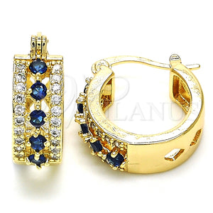 Argolla Pequeña 02.210.0269.2.15 Oro Laminado, con Zafiro Azul and Blanca Zirconia Cubica, Pulido, Tono Dorado