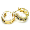 Argolla Pequeña 02.210.0269.3.15 Oro Laminado, con Negro and Blanca Zirconia Cubica, Pulido, Tono Dorado