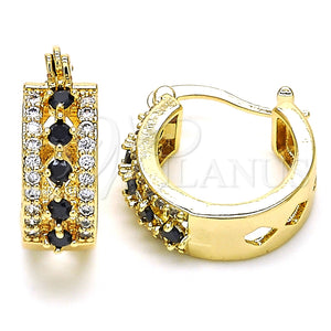 Argolla Pequeña 02.210.0269.3.15 Oro Laminado, con Negro and Blanca Zirconia Cubica, Pulido, Tono Dorado