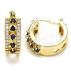 Argolla Pequeña 02.210.0269.3.15 Oro Laminado, con Negro and Blanca Zirconia Cubica, Pulido, Tono Dorado