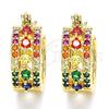 Argolla Pequeña 02.210.0269.4.15 Oro Laminado, con Multicolor Zirconia Cubica, Pulido, Tono Dorado