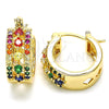 Argolla Pequeña 02.210.0269.4.15 Oro Laminado, con Multicolor Zirconia Cubica, Pulido, Tono Dorado