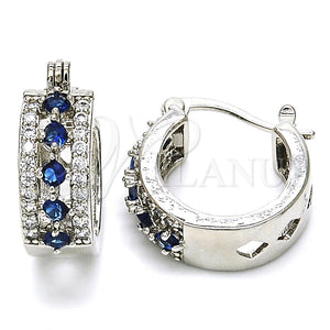Argolla Pequeña 02.210.0269.7.15 Rodio Laminado, con Zirconia Cubica Zafiro Azul y Blanca, Pulido, Rodinado