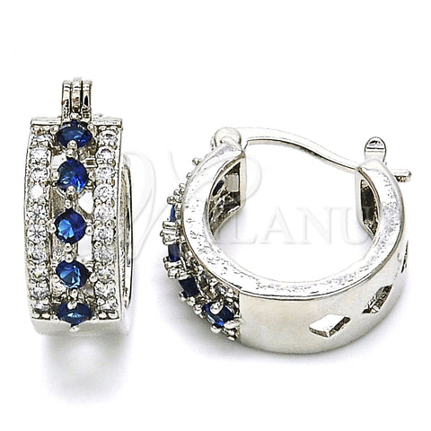 Argolla Pequeña 02.210.0269.7.15 Rodio Laminado, con Zirconia Cubica Zafiro Azul y Blanca, Pulido, Rodinado