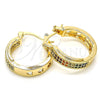 Argolla Pequeña 02.210.0270.3.20 Oro Laminado, con Multicolor Micro Pave, Pulido, Tono Dorado