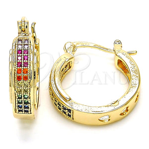 Argolla Pequeña 02.210.0270.3.20 Oro Laminado, con Multicolor Micro Pave, Pulido, Tono Dorado