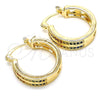 Argolla Pequeña 02.210.0271.3.20 Oro Laminado, con Multicolor Micro Pave, Pulido, Tono Dorado