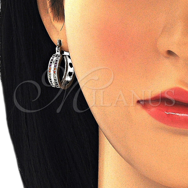 Argolla Pequeña 02.210.0271.7.20 Rodio Laminado, con Micro Pave Multicolor, Pulido, Rodinado