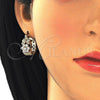 Argolla Pequeña 02.210.0272.15 Oro Laminado, Diseño de Flor y Oja, con Blanca Zirconia Cubica, Pulido, Tono Dorado