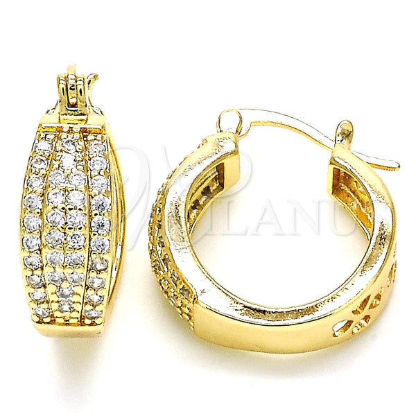 Argolla Pequeña 02.210.0273.20 Oro Laminado, con Blanca Zirconia Cubica, Pulido, Tono Dorado