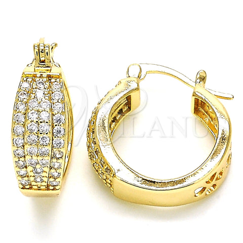 Argolla Pequeña 02.210.0273.20 Oro Laminado, con Blanca Zirconia Cubica, Pulido, Tono Dorado