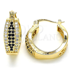 Argolla Pequeña 02.210.0273.2.20 Oro Laminado, con Negro and Blanca Zirconia Cubica, Pulido, Tono Dorado