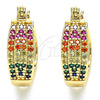 Argolla Pequeña 02.210.0273.3.20 Oro Laminado, con Multicolor Zirconia Cubica, Pulido, Tono Dorado