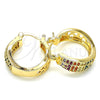 Argolla Pequeña 02.210.0273.3.20 Oro Laminado, con Multicolor Zirconia Cubica, Pulido, Tono Dorado