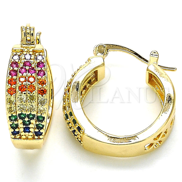 Argolla Pequeña 02.210.0273.3.20 Oro Laminado, con Multicolor Zirconia Cubica, Pulido, Tono Dorado