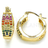 Argolla Pequeña 02.210.0273.3.20 Oro Laminado, con Multicolor Zirconia Cubica, Pulido, Tono Dorado