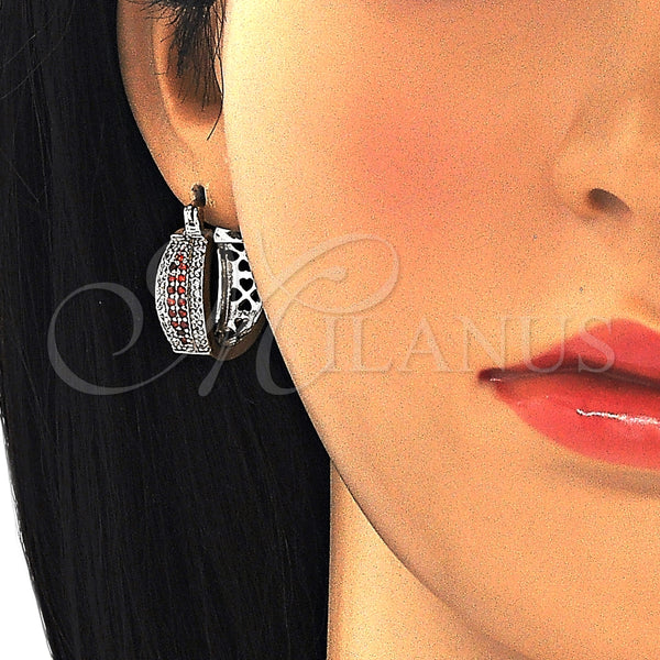 Argolla Pequeña 02.210.0273.5.20 Rodio Laminado, con Zirconia Cubica Granate y Blanca, Pulido, Rodinado