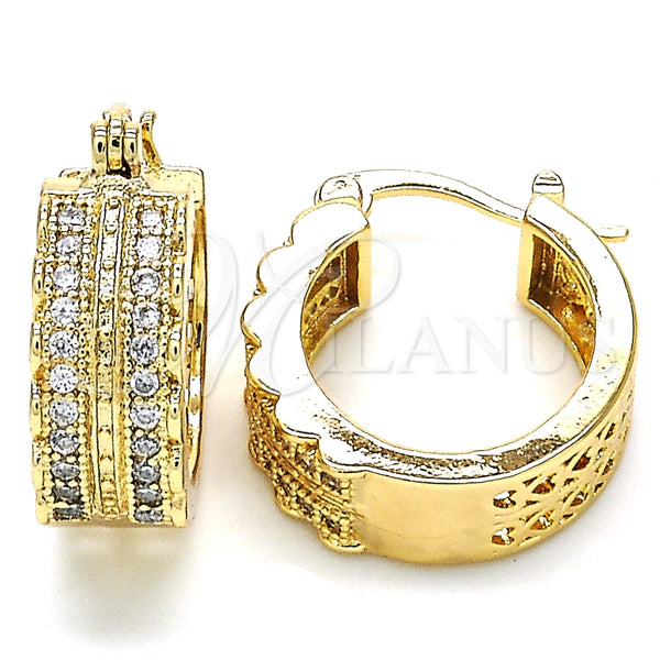 Argolla Pequeña 02.210.0276.20 Oro Laminado, con Blanca Zirconia Cubica, Pulido, Tono Dorado