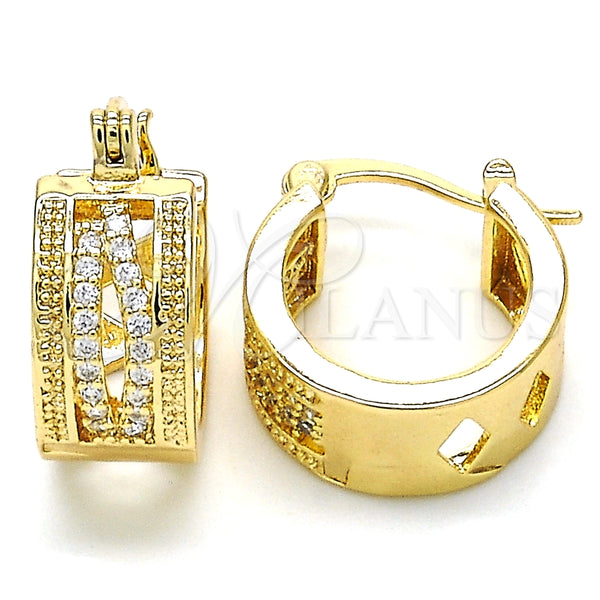 Argolla Pequeña 02.210.0277.15 Oro Laminado, con Blanca Micro Pave, Pulido, Tono Dorado