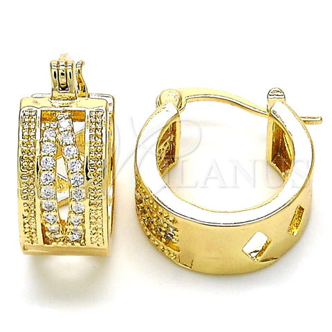 Argolla Pequeña 02.210.0277.15 Oro Laminado, con Blanca Micro Pave, Pulido, Tono Dorado