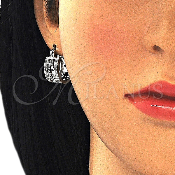 Argolla Pequeña 02.210.0277.4.15 Rodio Laminado, con Micro Pave Blanca, Pulido, Rodinado