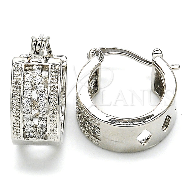 Argolla Pequeña 02.210.0277.4.15 Rodio Laminado, con Micro Pave Blanca, Pulido, Rodinado