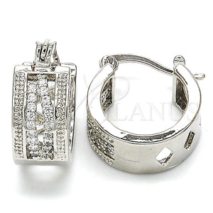 Argolla Pequeña 02.210.0277.4.15 Rodio Laminado, con Micro Pave Blanca, Pulido, Rodinado